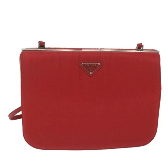 PRADA Chain Shoulder Bag Nylon Red Auth - Picture 4 of 14